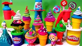 ★ Huge ★ Play Doh Magic Swirl Ice Cream Shoppe Gift set by Hasbro Cake Popsicles Sundaes Disney Elsa