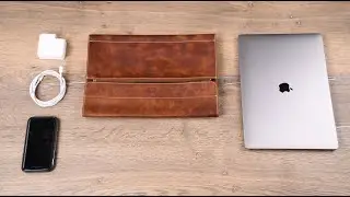 Yukon Bags - Alsek Leather Laptop Sleeve with Pocket in Pecan