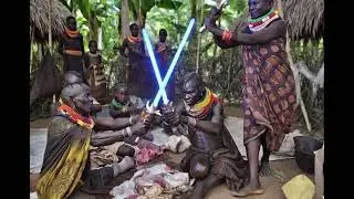 A Turkana Family eating together 