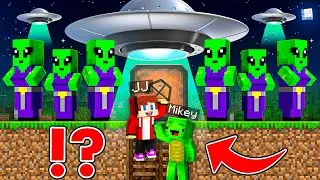 JJ and Mikey : Bunker Survive vs ALIEN INVASION Attack in Minecraft Challenge - Maizen Stories