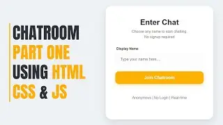 No Login Chat Entry Page Using HTML, CSS & JavaScript | Part 1 | Simple & Responsive UI