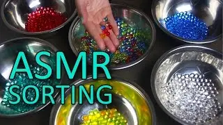 ASMR Colour sorting water gems/beads/Orbeez/aqua crystals (🎧 no talking, sorting, metal sounds)