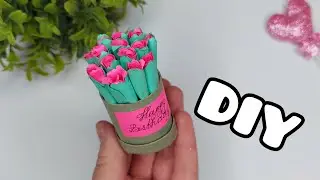 Mini bouquet made of paper, an original gift #craft ##craftideas #bouqueto #flowerspaper #papercraft