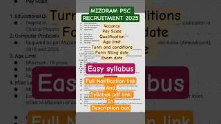 📢 Mizoram PSC Recruitment 2025 🌟 | Grab Your Govt Job Dream! Apply Now! 📝✅ #pharmacy #pharmcist