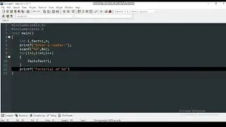C program for to Print The Factorial of a given number using For Loop