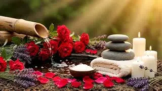Healing Zen Mindfulness Spa  Peaceful Bamboo Fountain with Candle Glow for Meditation & Inner Awaren