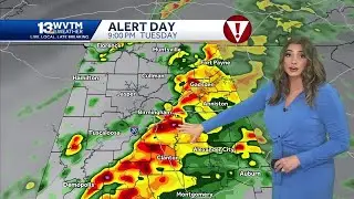 Strong storms with damaging winds and hail possible, Isolated tornado threat