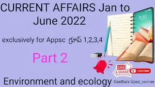Current affairs from January to June 2022 topicwise-Environment and Ecology part -2/APPSC Group1,2,4