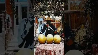 Three watermelons with swords #sword #samurai #katana #samuraigamer #lastsamurai #samuraishodown