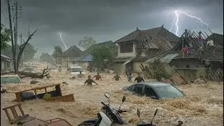 ⛈️Стихийное бедствие в Индонезии: наводнение в Сукабуми разрушило дома и дороги в Западной Яве. М...