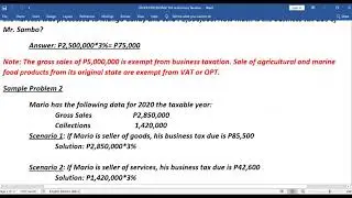 Other Percentage Tax Part I