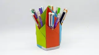 Origami Hexagonal Pen Pencil Holder - How To Make A Paper Pencil Stand