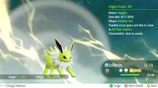 135 Jolteon Shiny evolved from Eevee Shiny Pokemon Let's Go.