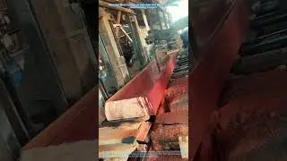 Giant Red Wood Cutting on Industrial Saw Machine - Amazing Woodworking Process!