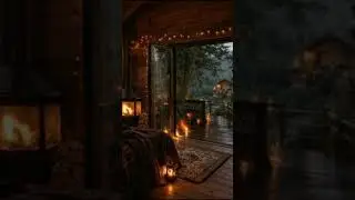 Warm Fireplace & Heavy Rain 🪵 Cozy Cabin ASMR