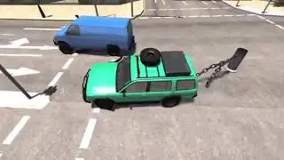 BeamNG drive - Chained Cars against Bollard🔥🔥