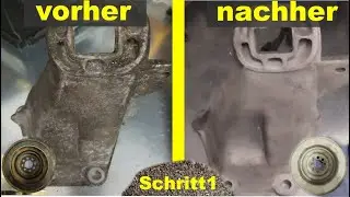Audi V6 Motor Teil 13 -   Motoranbauteile strahlen / neue Sandstrahlkabine