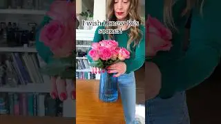 Simple guide to measure where to cut flowers for your vase height! #flower #roses #valentinesday