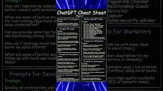 ChatGPT Cheat Sheet P1 #memes #funny #viral #shorts #tech #ai #marketing #sales #money #dev #anime