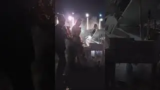 5 piece band at Lake Vouliagmeni with our Mini Festival light show!
