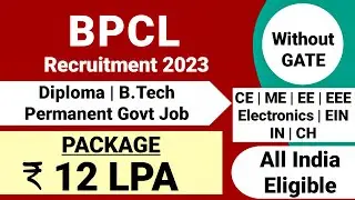 BPCL Recruitment 2023|Without GATE|Permanent Job|BPCL Vacancy 2023|Bharat Petroleum Recruitment 2023
