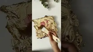 Gold leaf tutorial | how to use gold leaf on canvas| #goldleafart #tulips #art