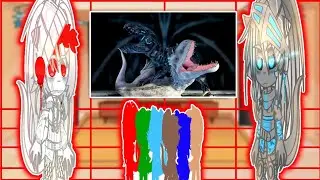 Dino's React To Domination Rex ark survival evolved & jurassic world Indominus rex || [Gacha club]