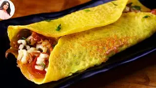 How to make CHINESE CHILLA, Easy breakfast recipe, Besan chilla with stuffing, Veg Omelette Recipe