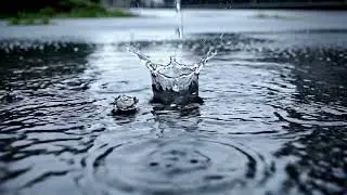 Rain Falling in Puddle