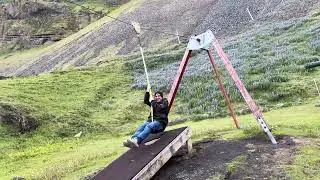 Europe 2025 Video #11 - Daddy doing the zipline, Westman Islands