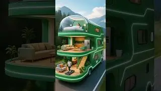 Green Futuristic Motorhome 🚐✨ 3-Story Luxury Villa on Wheels