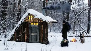 Winter Visit to My Log Cabin in the Snowy Forest