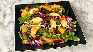 Peach Pecan Salad | Healthy Vegan Lunch | Silent Vlog