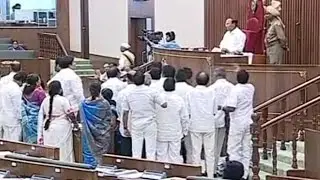 YSRCP Protest In AP Assembly Over 10th Class Question Paper Leakage || Sakshi TV