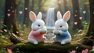 ASMR 💕Cozy Valentine's Day | Cute Bunnies, Waterfall & Forest Sounds
