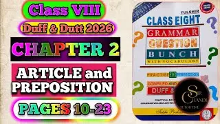 Class 8 Grammar Chapter 2 | Article & Preposition | Duff & Dutt 2026 Full Solution