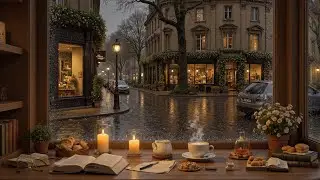 Cozy Rainy Caf&eacute; Jazz by the Window ☕ Smooth Jazz at the European Street for Relaxing, Study & Focus