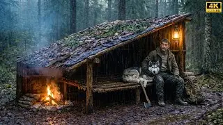 Pluie Sans Arrêt… J’ai Construit une Cabane Anti-Tempête en Pleine Forêt | NOAH & KODA
