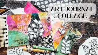 Mixed Media Art Journal Collage using Handmade Collage Papers and Mark Making