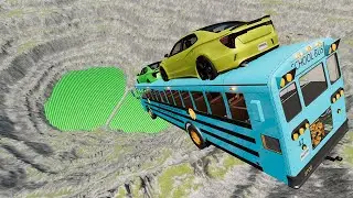 School Bus Jumps & Falls Into Leap Of Death #4 - BeamNG.Drive