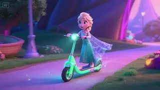 Elsa and the Glow Scooter Journey 2 | Sparkling Winter Ride Song for Kids