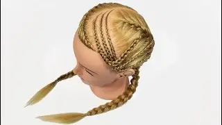 Two French Braids & Cornrows Mix – Braiding Tutorial 125