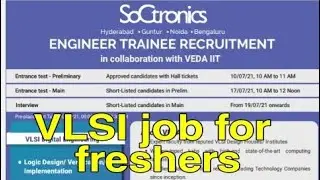 VLSI job update for freshers, Veda iit, Soctronics Engineer Trainee recruitment