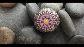 How to paint a Dot Mandala on a tiny beach stone - 319