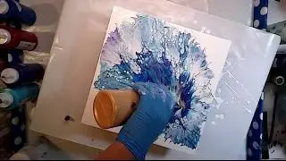 Flower Blowout Blue/Using Blowdryer & Airbrush/Acrylic Pour (39)