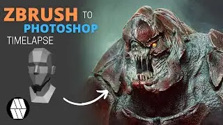 Zbrush to Photoshop Timelapse - Monster Bust Concept