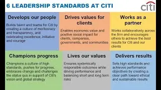 6 LEADERSHIP STANDARDS AT CITI via Michael Corbat