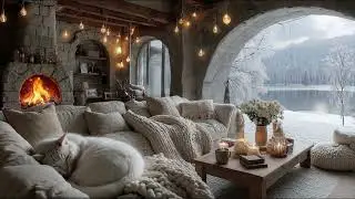 Your Winter Sanctuary ❄️ Cozy Fireplace, Warm Coffee & Jazz Music Amidst a Raging Storm