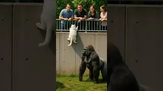 Gorilla heartwarming rescue of Cat in zoo#gorilla #zoo #rescue #animals