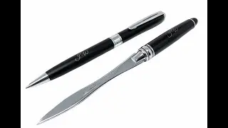 Personalised Black Pen & Letter Opener Gift Set